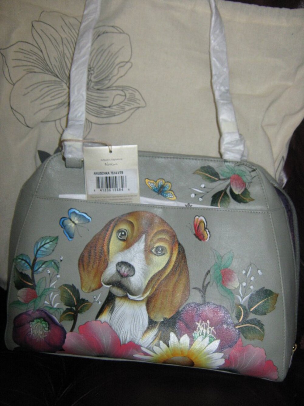 NWT Anuschka Loyal Friend Beagle Leather Satchel